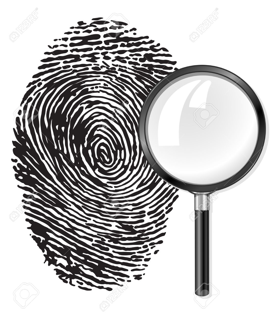 1130x1300 Black Fingerprint And Magnifying Glass Loupe Vector Illustration