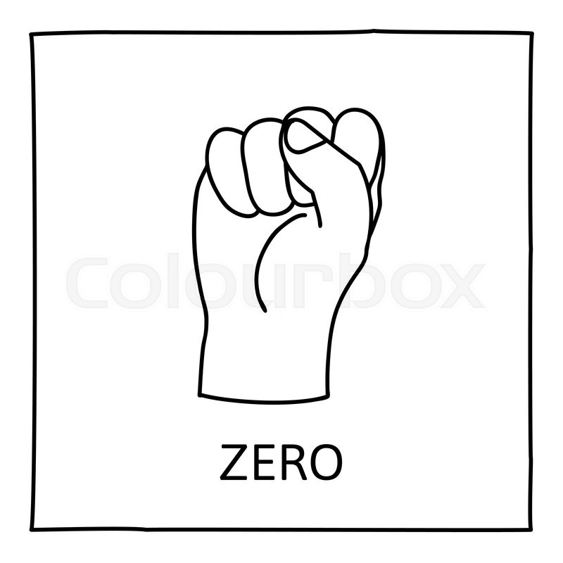 800x800 Doodle Zero Or Fist Icon. Hand Drawn Gesture Symbol. Line Art