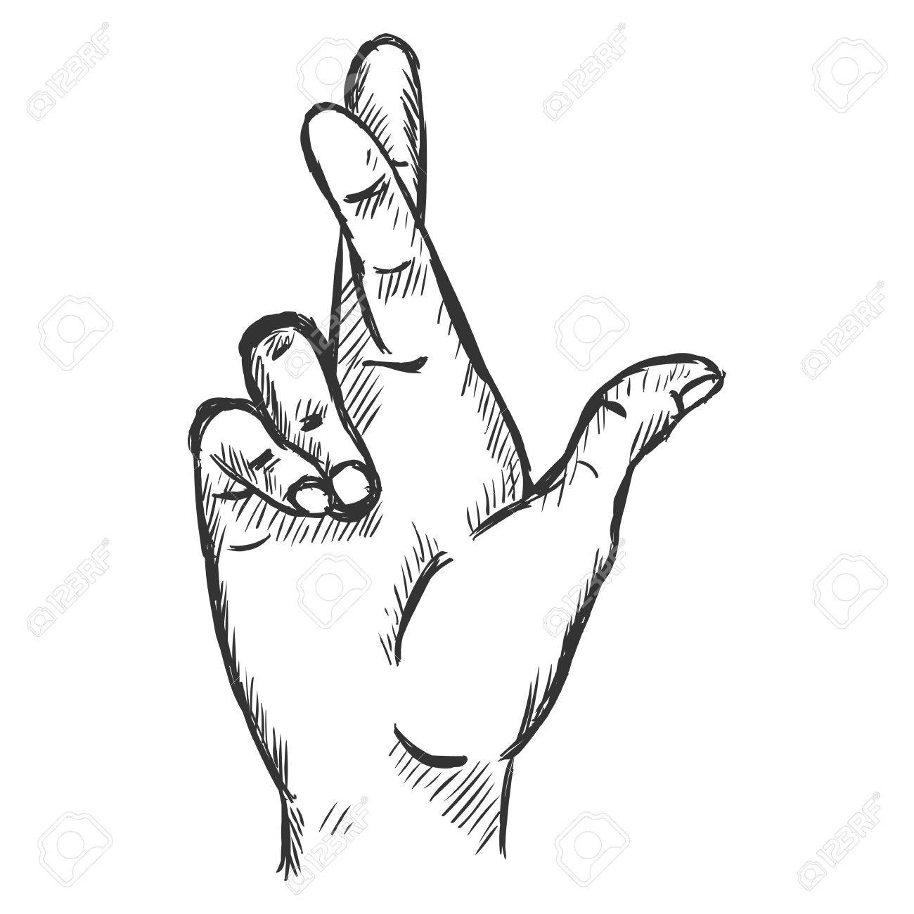 1300x1300 Vector Sketch Fingers Crossed Royalty Free Cliparts, Vectors,