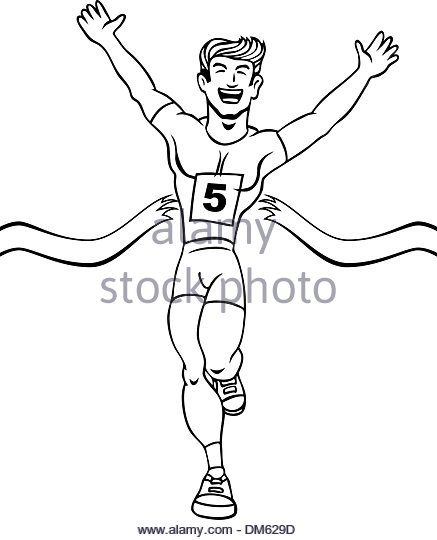 437x540 Runner Crossing Finish Line Black And White Stock Photos Amp Images
