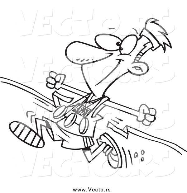 600x620 Vector Of Blacknd White Marathon Runner Man Breaking Through