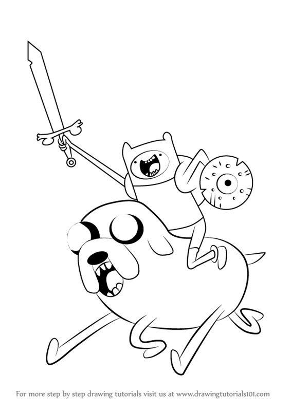 566x800 Learn How To Draw Finn Riding Jake From Adventure Time (Adventure
