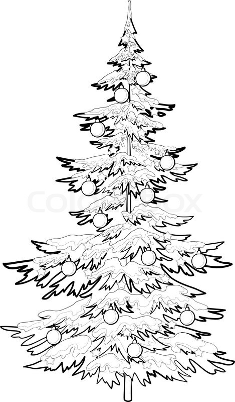 469x800 Christmas Holiday Tree With Ornaments Balls And Stars, Contours
