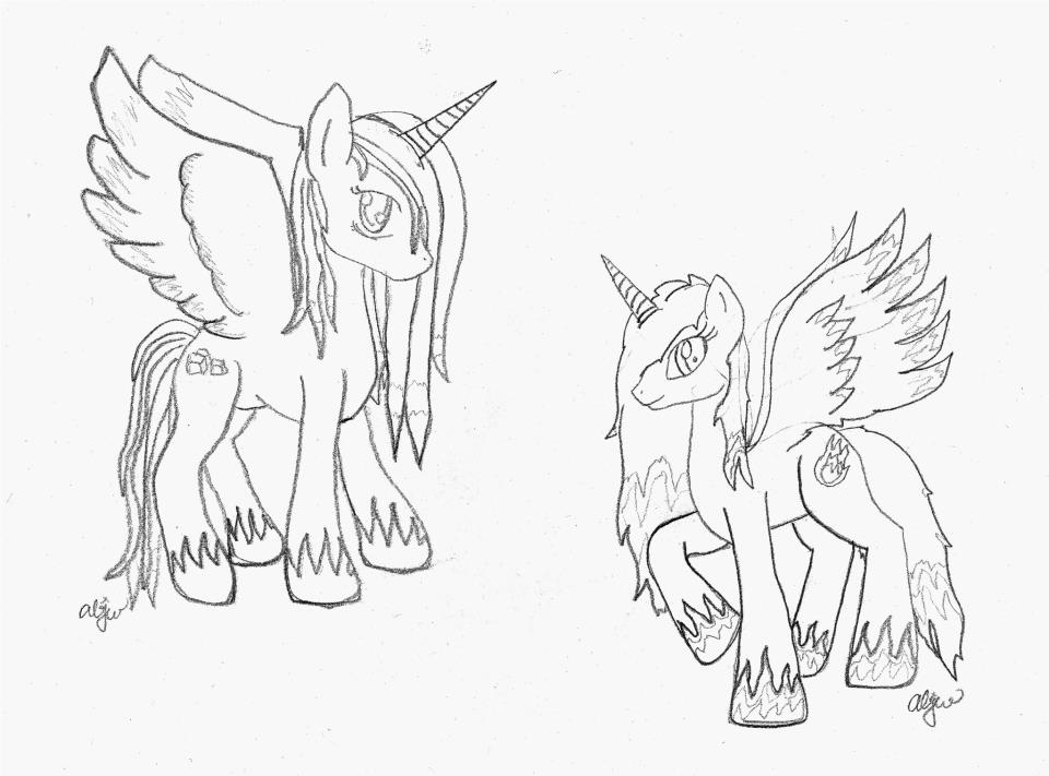 960x711 Fire And Ice Alicorns Wip By Shylyn Drawing Queen