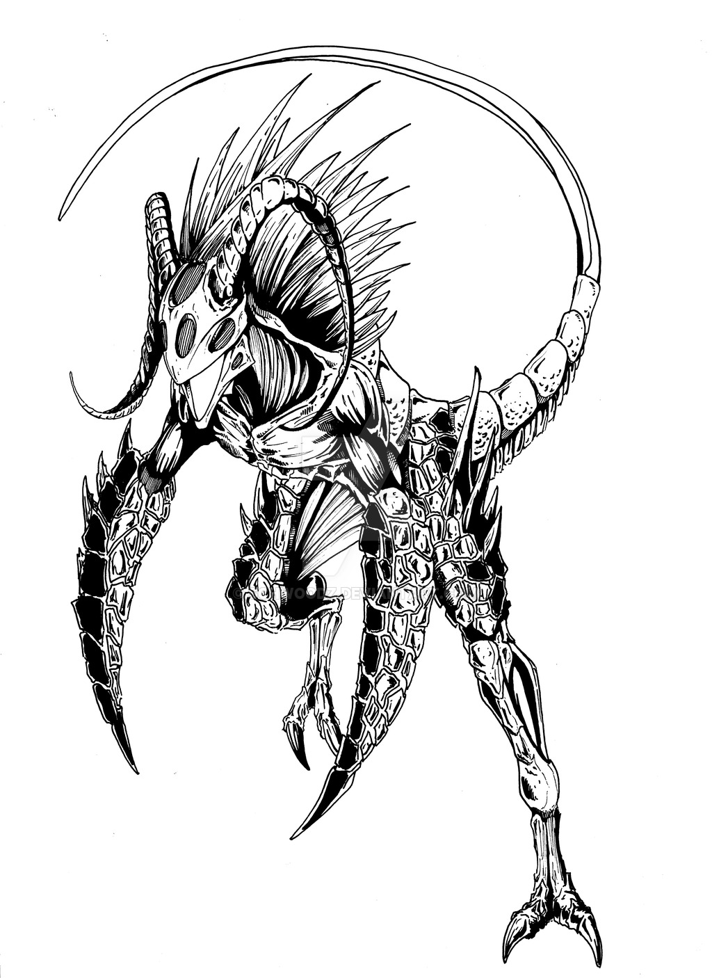 1024x1406 Fire Creature Ink By Schwoodz