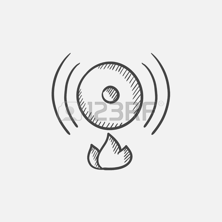 450x450 Fire Alarm Vector Sketch Icon Isolated On Background. Hand Drawn
