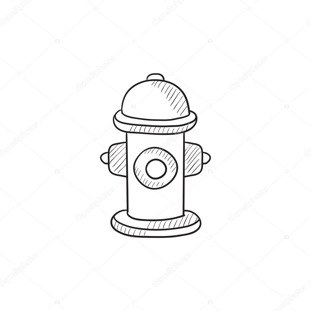 1024x1024 Fire Hydrant Sketch Icon. Stock Vector Rastudio