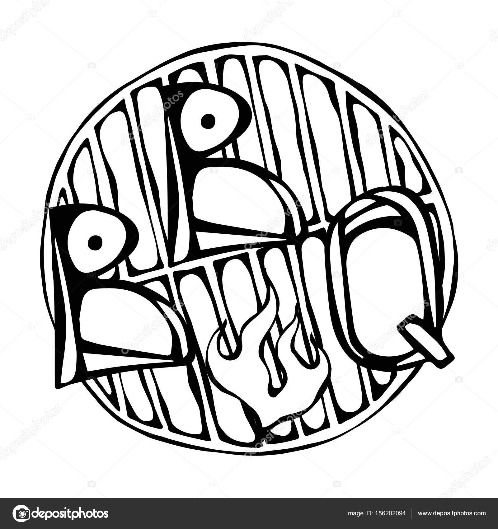 1600x1700 Bbq Lettering On The Grill With Fire. Barbecue Steak Logo