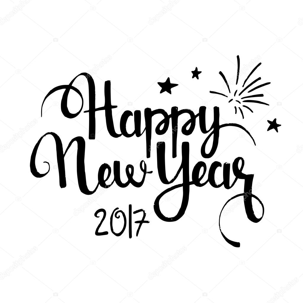 1024x1024 Happy New Year 2017 Hand Drawn Lettering Stock Vector