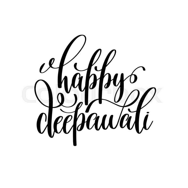 800x800 Happy Deepawali Black Calligraphy Hand Lettering Text Isolated