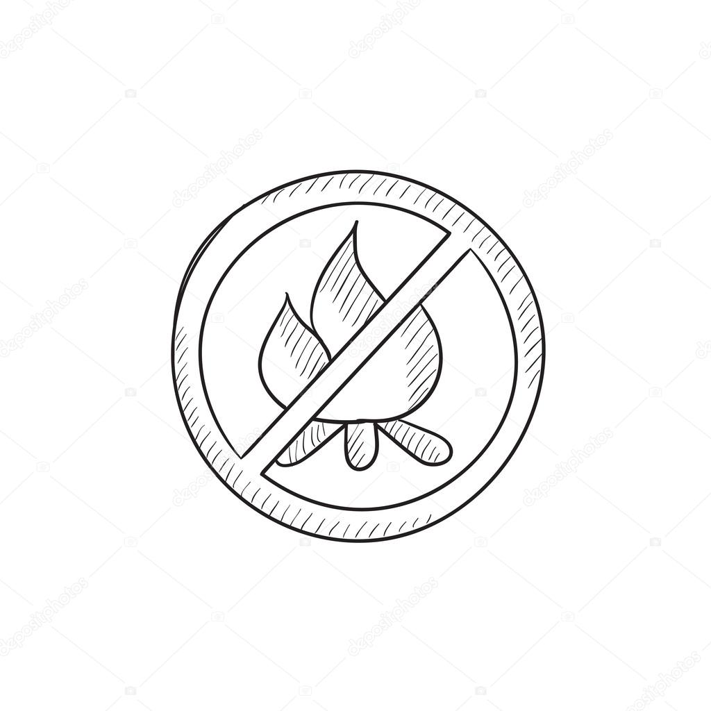 1024x1024 No Fire Sign Sketch Icon. Stock Vector Rastudio