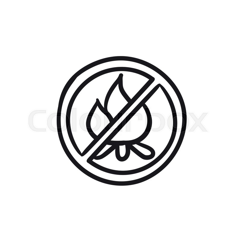 800x800 No Fire Sign Vector Sketch Icon Isolated On Background. Hand Drawn