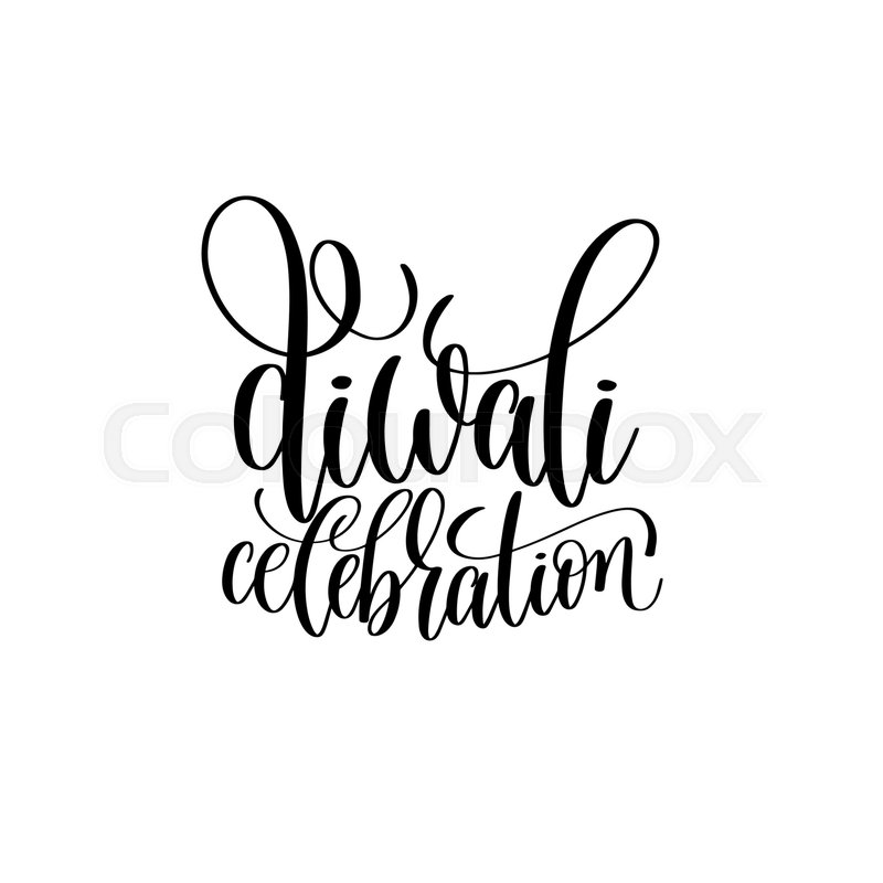 800x800 Diwali Celebration Black Calligraphy Hand Lettering Text Isolated