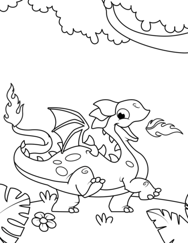 371x480 Cute Fire Breathing Dragon Coloring Page Free Printable Coloring