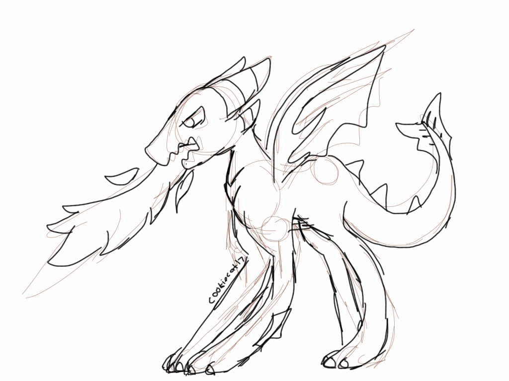 1024x768 Fire Breathing Dragon Sketch By Cookiecat17