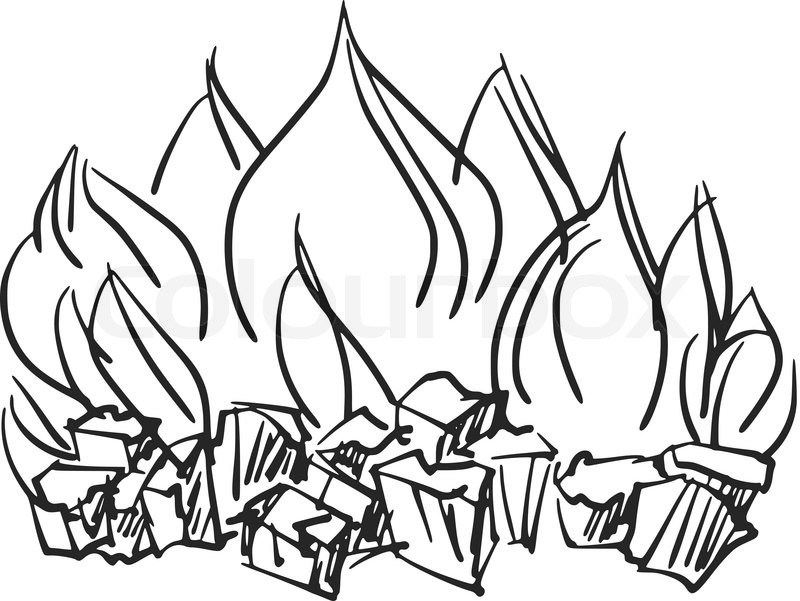 800x601 Hand Drawn, Cartoon, Sketch Illustration Of Fire Stock Vector