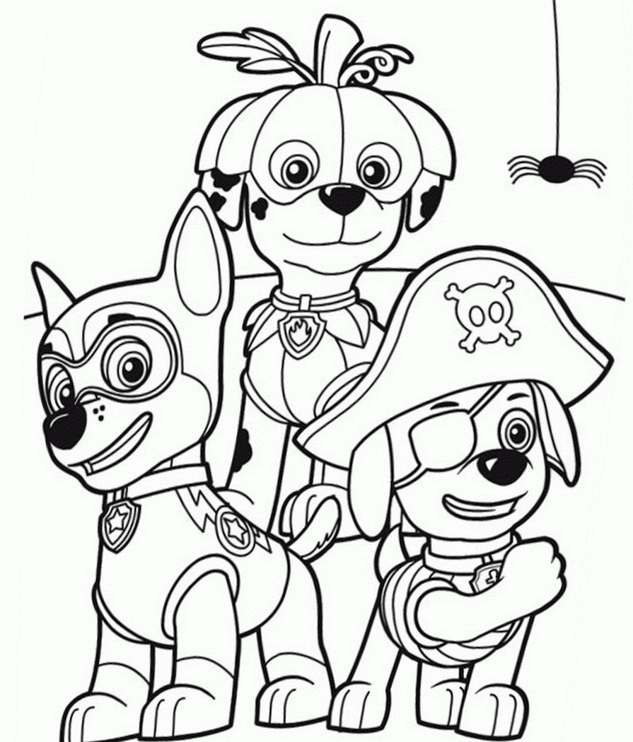 895x1050 Printable Paw Patrol Coloring Sheets Free Pages Cartoons Halloween
