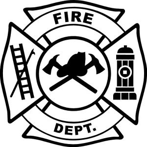 300x300 White Vinyl Decal Fire Department Maltese Cross Firefighter