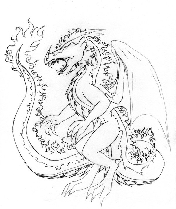 600x711 Fire Dragon Adult Sketch 2 By Linear13