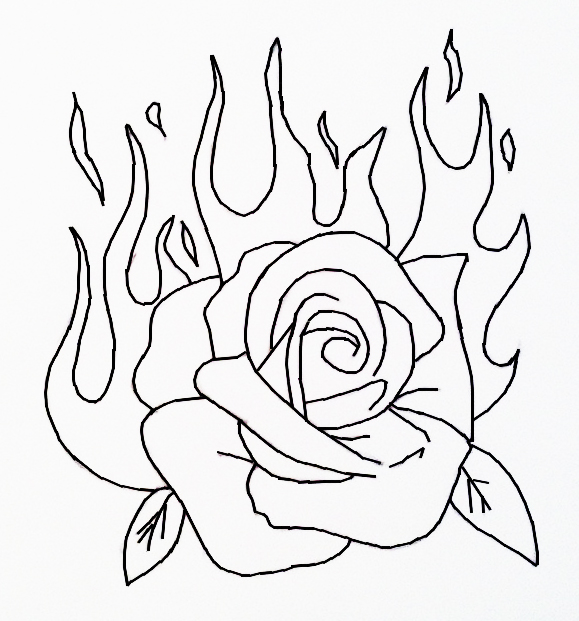 579x621 Fire Rose Lineart By Bluemoon124