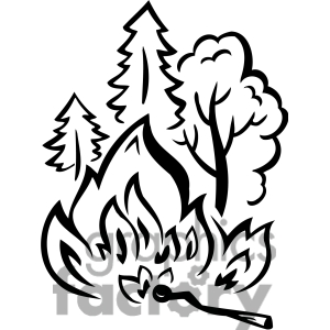 300x300 Forest Fire Clipart Black And White