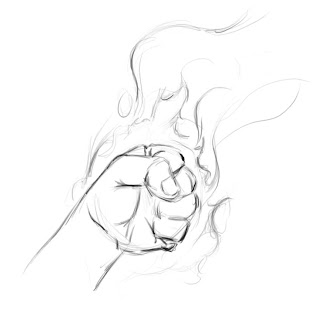 320x314 Travis Can Draw Fist Of Fire And Perspective Man