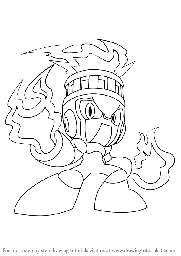 598x844 Step By Step How To Draw Fire Man From Mega Man