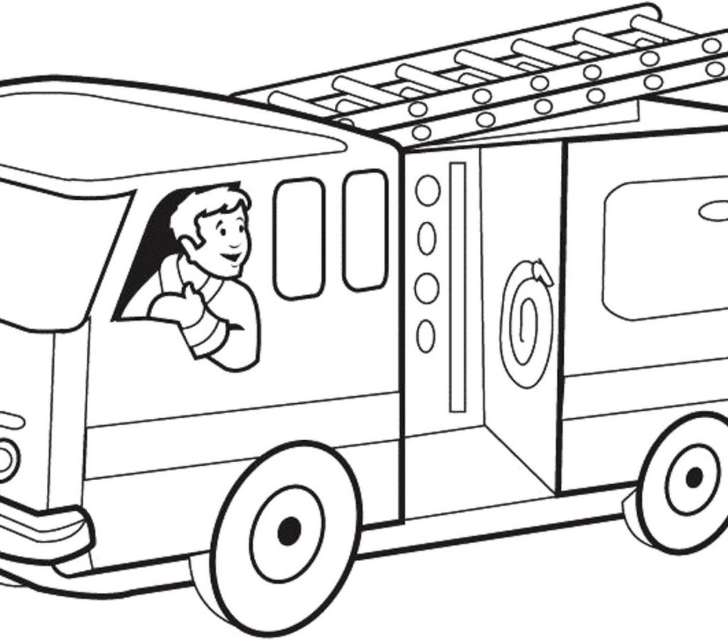 1024x900 Funny Fire Truck Coloring Page For Kids Pages Printable General