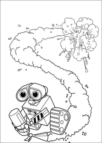 343x480 Wall E With Fire Extinguisher Coloring Page Wall E