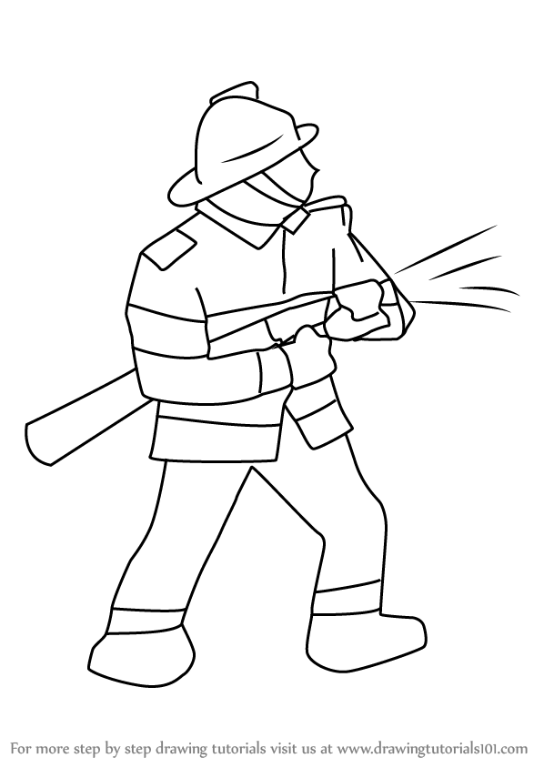 598x844 Learn How To Draw A Firefighter (Other Occupations) Step By Step