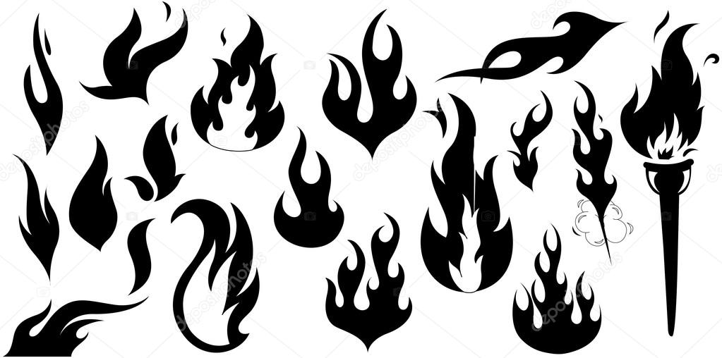 1023x508 Fire Flame Silhouettes Stock Vector Baavli