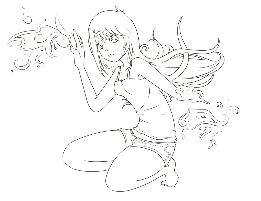 900x694 Fire Demon Line Art By Whaleosaur