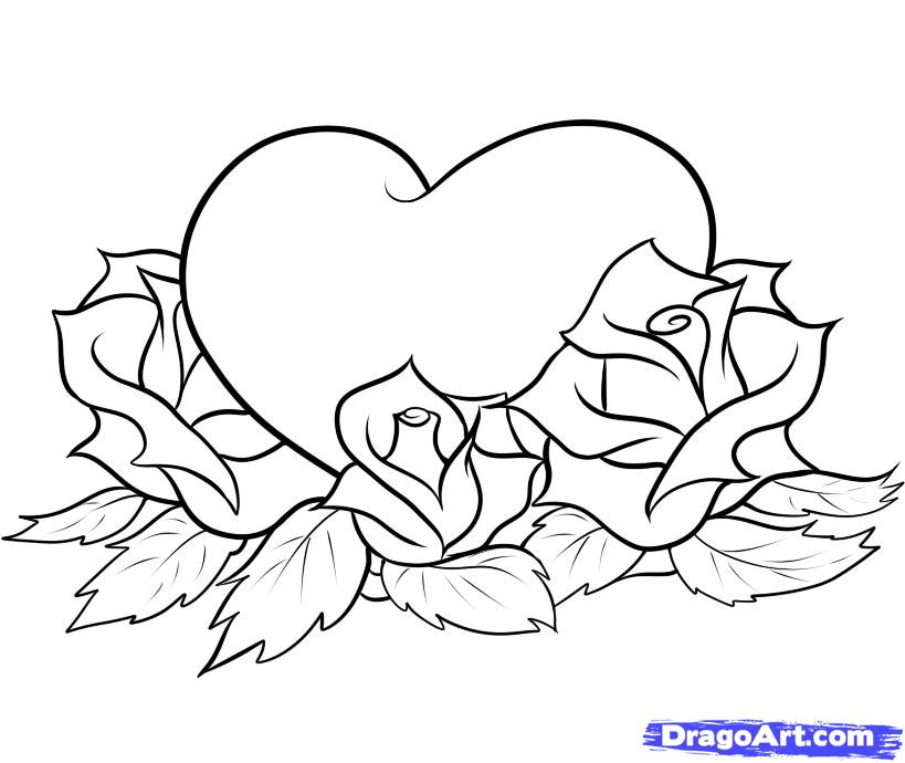 819x690 How To Draw Hearts And Roses, Step By Step, Tattoos, Pop Culture
