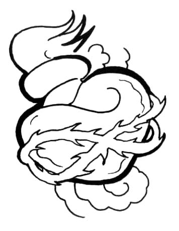 356x459 Sketch Tattoos Heart Fire Part 1 3d Tattoos Images