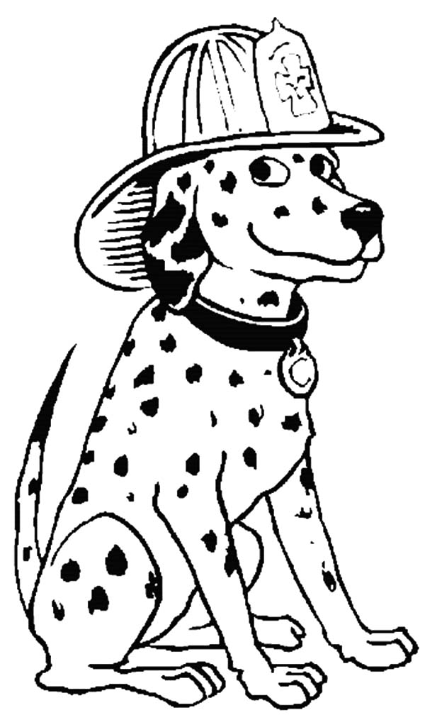 600x1008 Fire Dog Coloring Page Fire Dog Wearing Firefighter Helmet