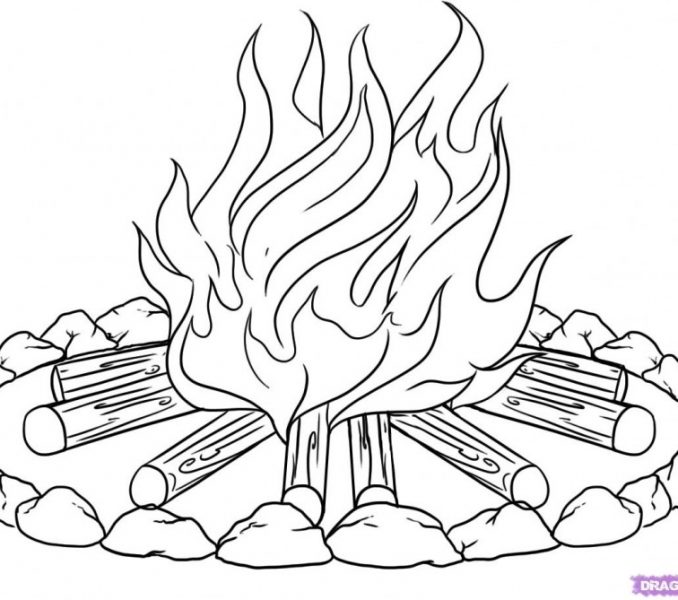 678x600 Fire Pictures To Color Drawn Fire Camp Pencil And In Color Drawn