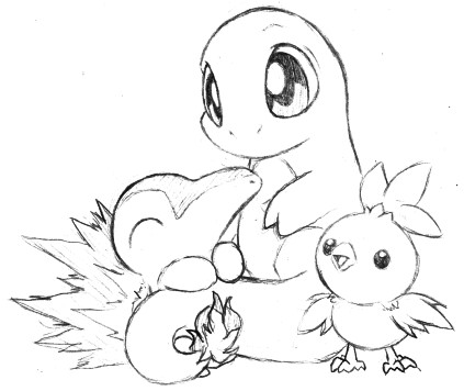 423x356 Pokemon Fire Starters By Daffupanda