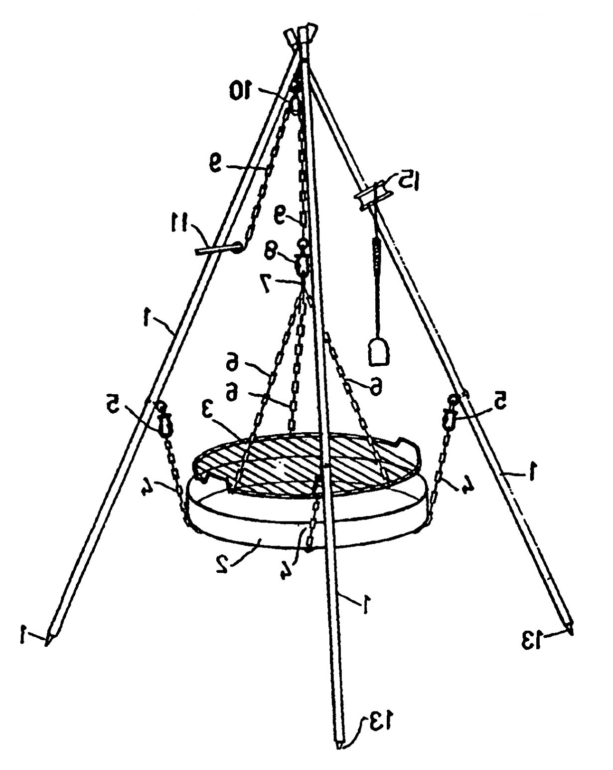 1230x1543 Patent Drawing ( Fire Pit Tripod Stand