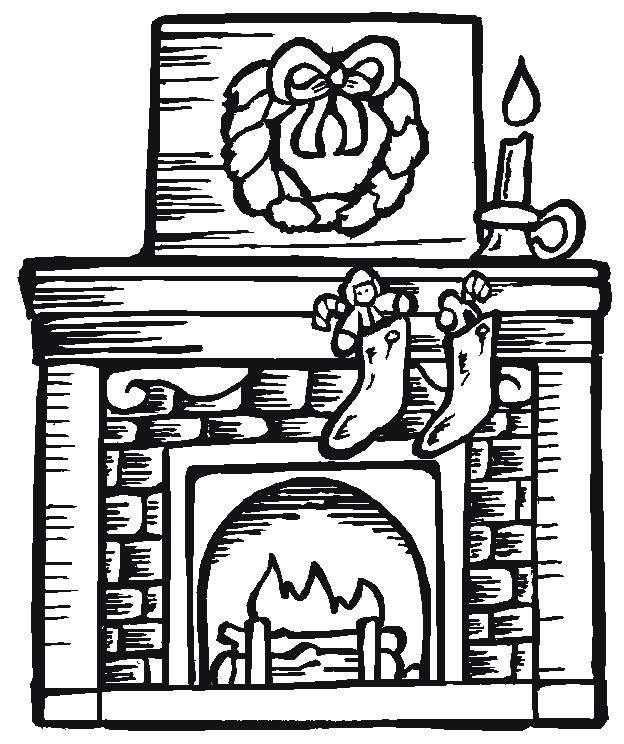 624x744 Fireplace Coloring Pages
