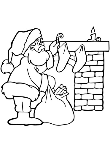 371x480 Santa Near Fireplace Coloring Page Free Printable Coloring Pages