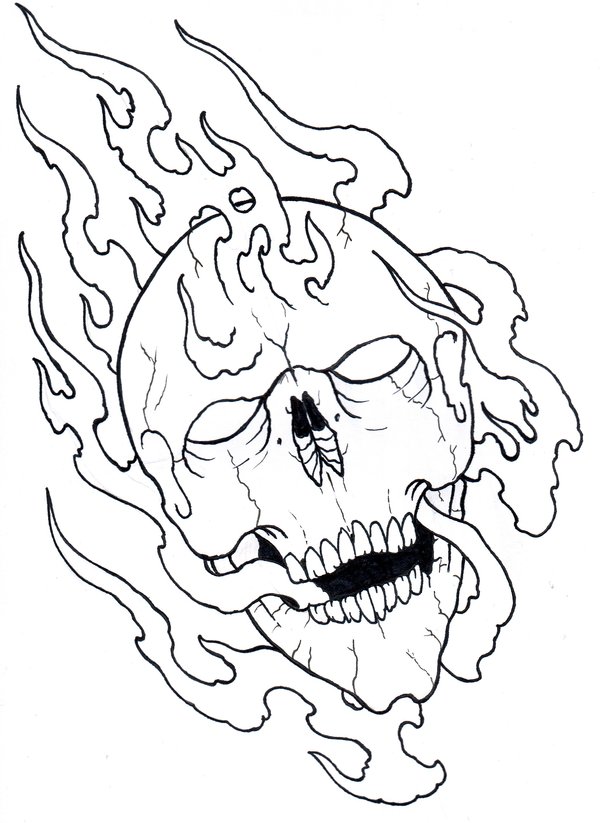 Fire Skull Drawing at GetDrawings | Free download