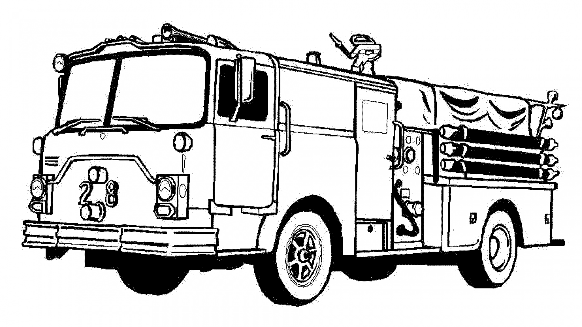 1920x1080 Fire Truck Coloring Page Drawing Board Weekly