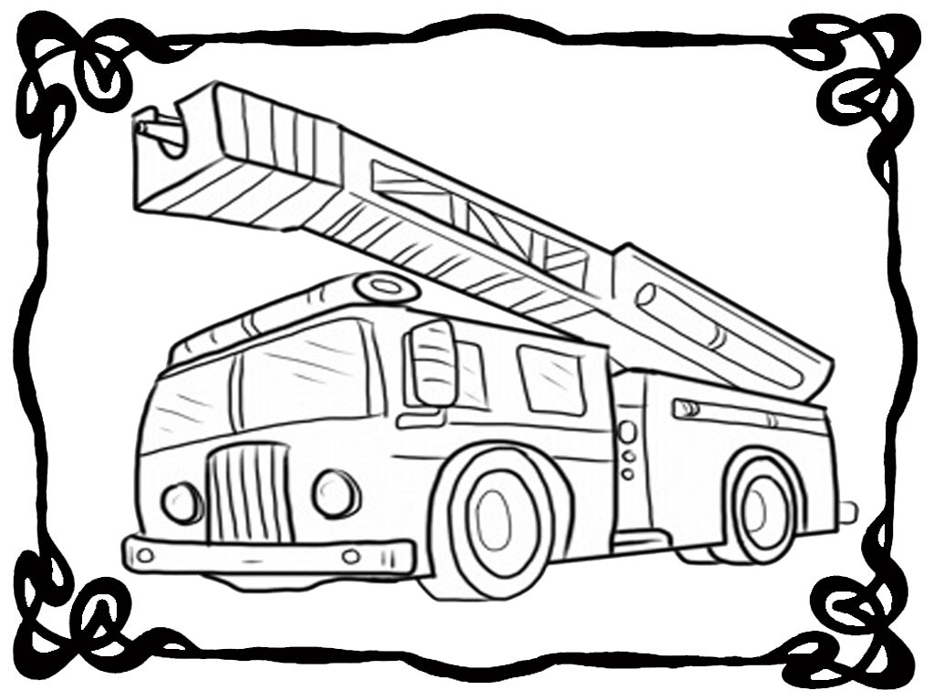 1024x768 Emergency Transportations Fire Truck Coloring Pages