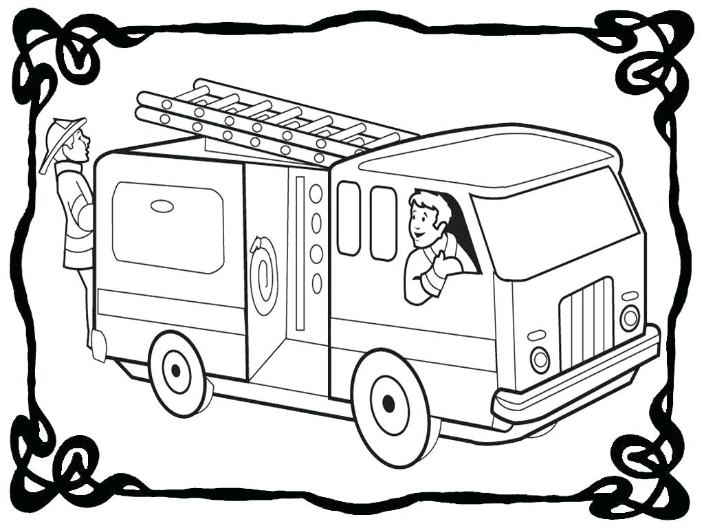 1024x768 Coloring Fire Engine Coloring Page