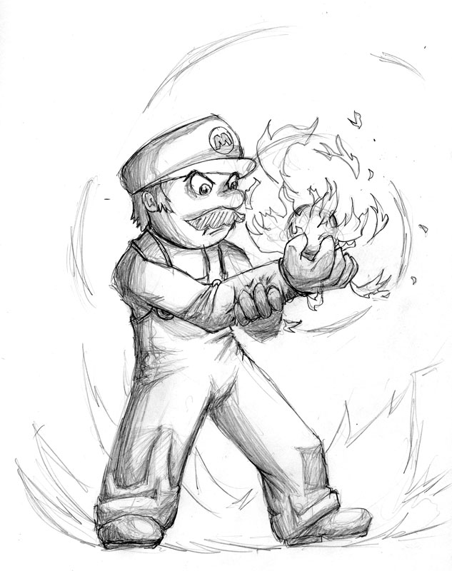 633x800 Mario With Fireball By Pikapower22