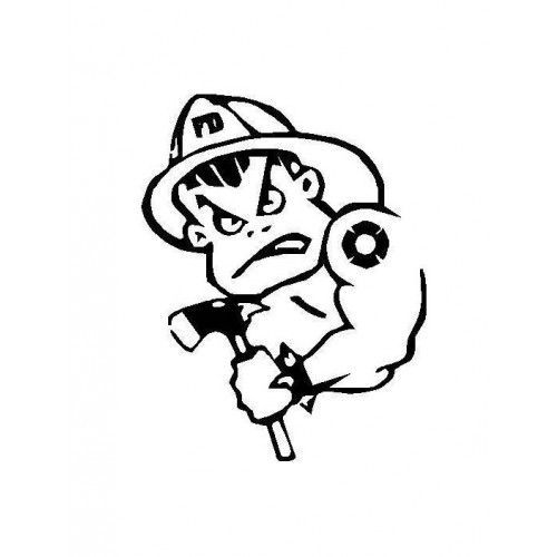 500x500 Firefighter With Ax Vinyl 5 Sticker Decal