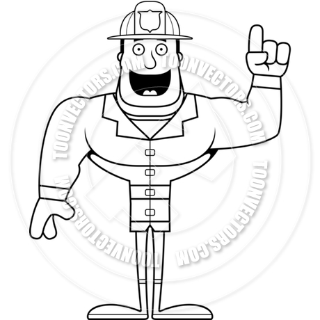 460x460 Cartoon Firefighter Idea (Black Amp White Line Art) By Cory Thoman