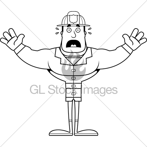 500x500 Cartoon Scared Firefighter Gl Stock Images