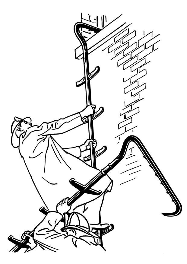 620x875 Coloring Page Firefighter With Ladder
