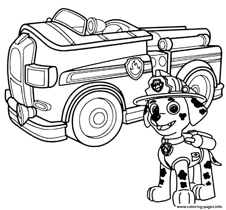 900x838 Print Paw Patrol Marshal Firefighter Truck Coloring Pages Stuff